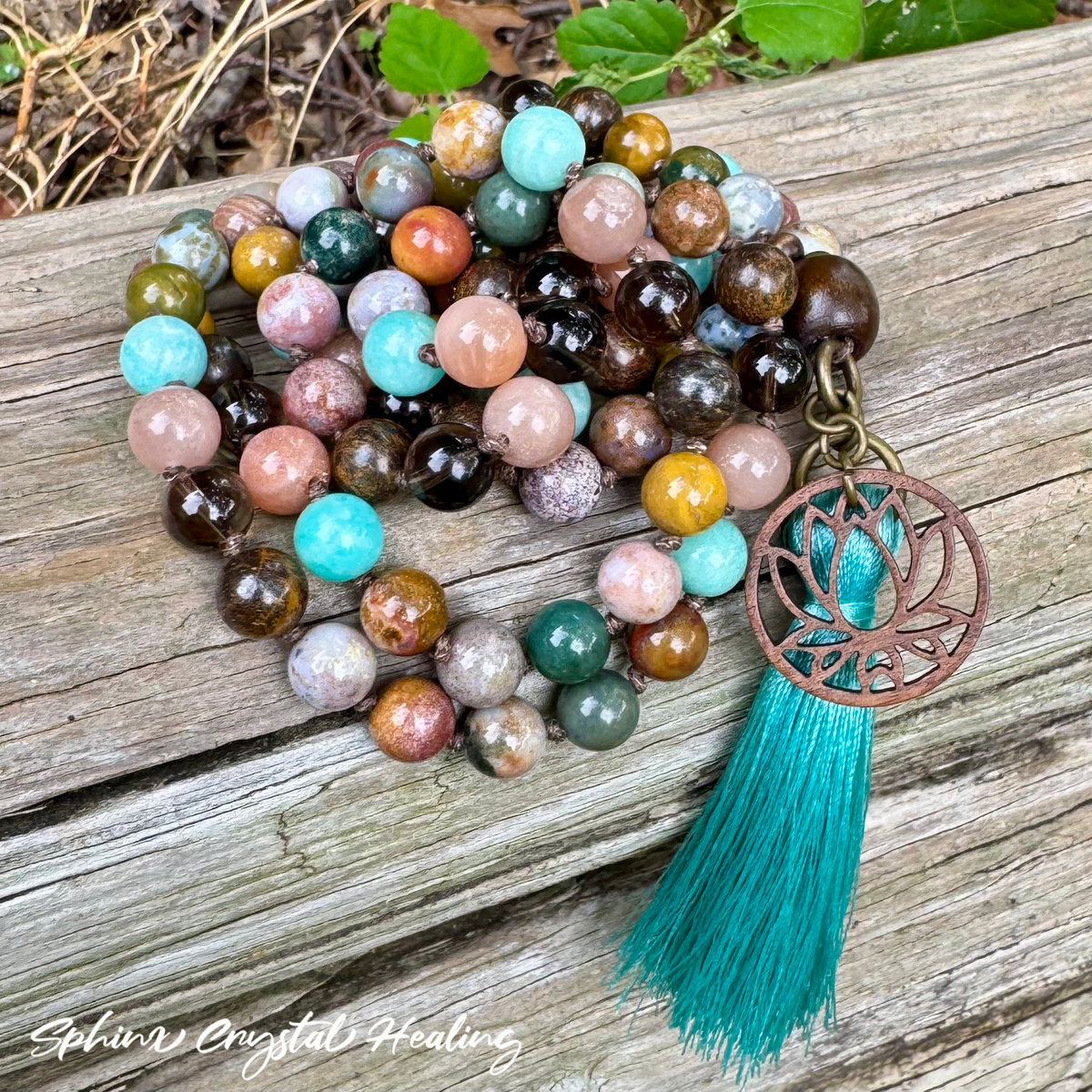 Chasing Butterflies • Amazonite, Peach Moonstone & Ocean Jasper Self Love Mala Necklace