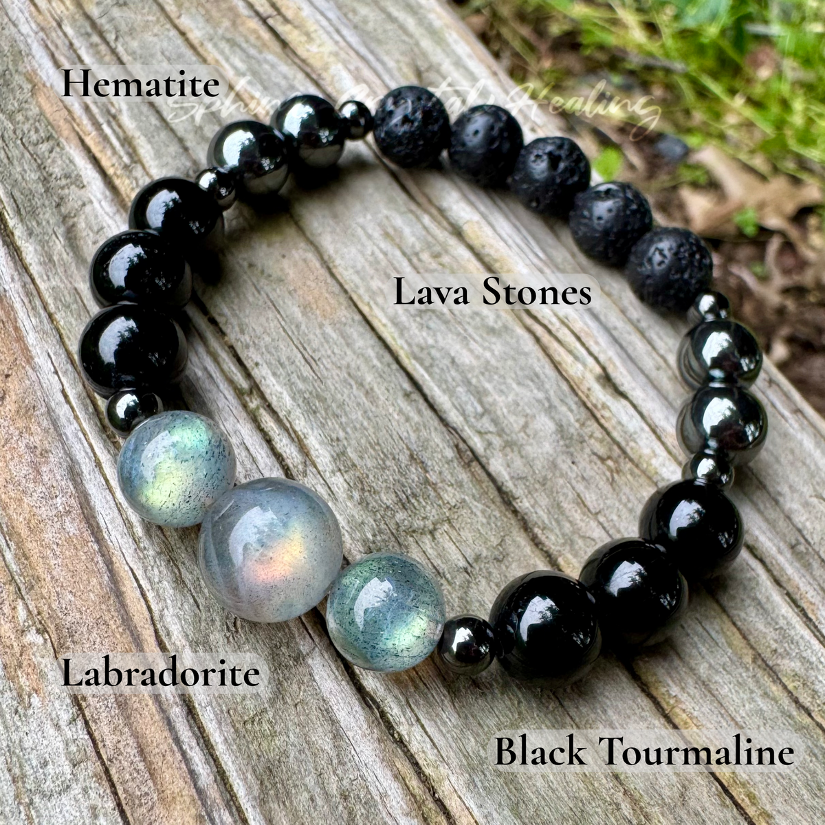 The Empath’s Raincoat • Labradorite, Black Tourmaline & Hematite Protection Bracelet