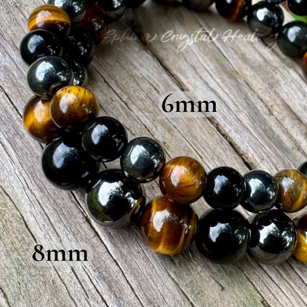 Triple Threat • Black Obsidian, Tiger’s Eye & Hematite Strength & Protection Bracelet