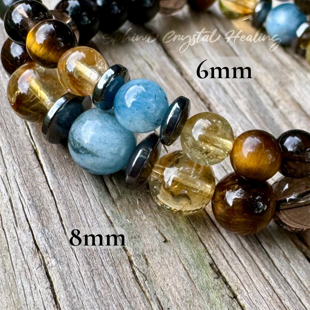 The Intelligent Gemini • Tiger’s Eye, Citrine & Aquamarine Zodiac Bracelet