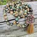 Seeds of Abundance • Citrine, Pyrite & Dendritic Jade Prosperity Mala Necklace