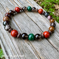 The Strength of Terra • Malachite, Red Jasper, Smoky Quartz & Tiger Iron Protection Bracelet