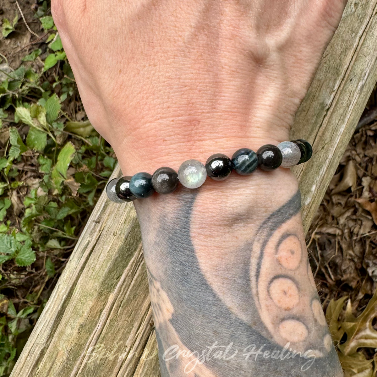 You Are the Universe • Hawk’s Eye, Silver Sheen Obsidian, Labradorite & Hematite Spiritual Bracelet