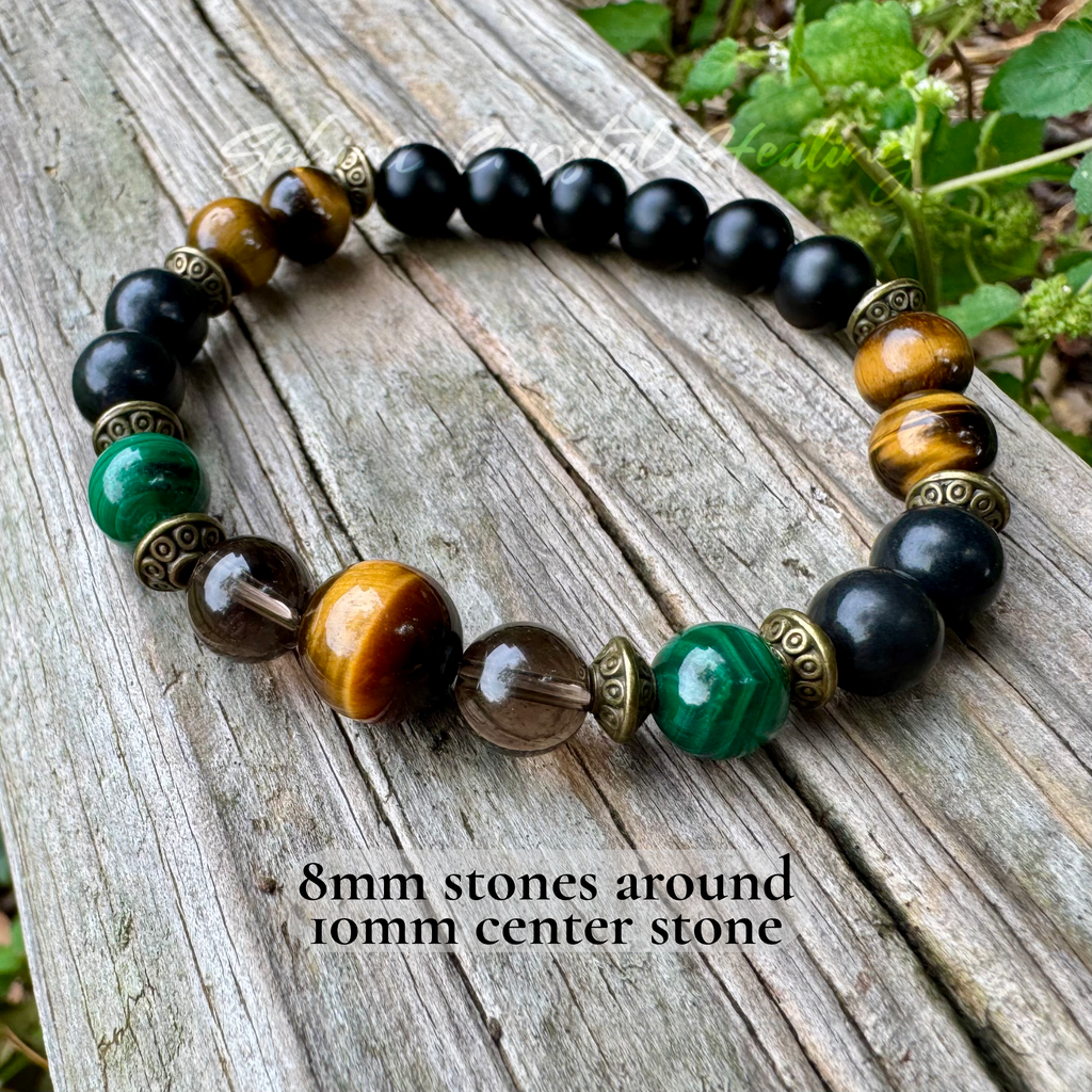 The Godfather • Malachite, Shungite, Tigers Eye & Black Onyx Strength & Protection Bracelet