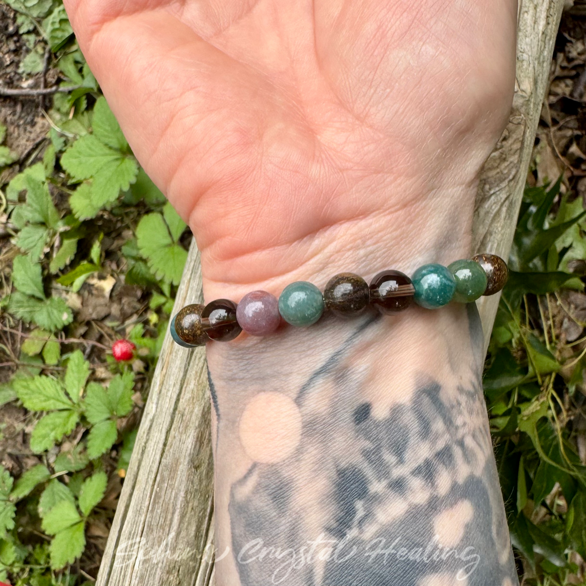 The Sagacious Mind • Indian Agate, Smoky Quartz, Bronzite & Tigers Eye Grounding Bracelet
