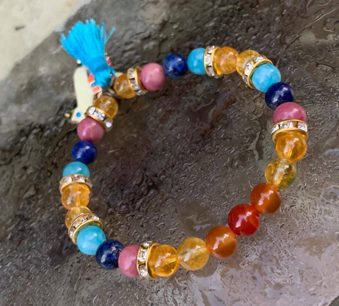 Determination - Dream Big - Courage - " Maktub ... Little One " Believe - Little Girl - Childs Healing Gemstone Bracelet - Childrens Healing