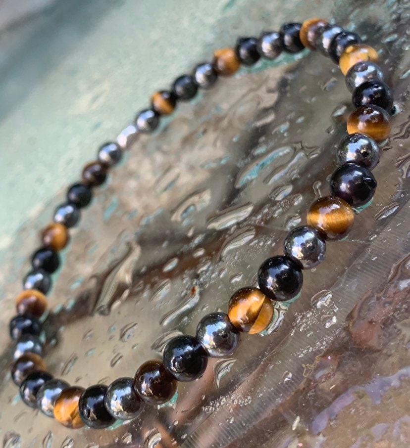 Anklet - Strength Courage Protection Shield " Triple Threat " Anxiety Support Relief Grounding AAA Gemstones Crystal Therapy Ankle Bracelet