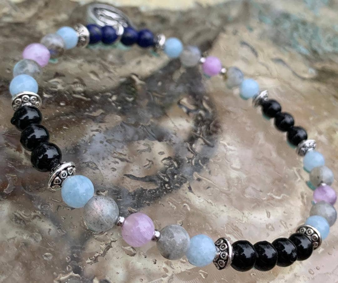 Pisces Energy - Zodiac Horoscope "The Compassionate Pisces" February March Birthday - Quality Gemstones - Crystal Healing Astrology Anklet