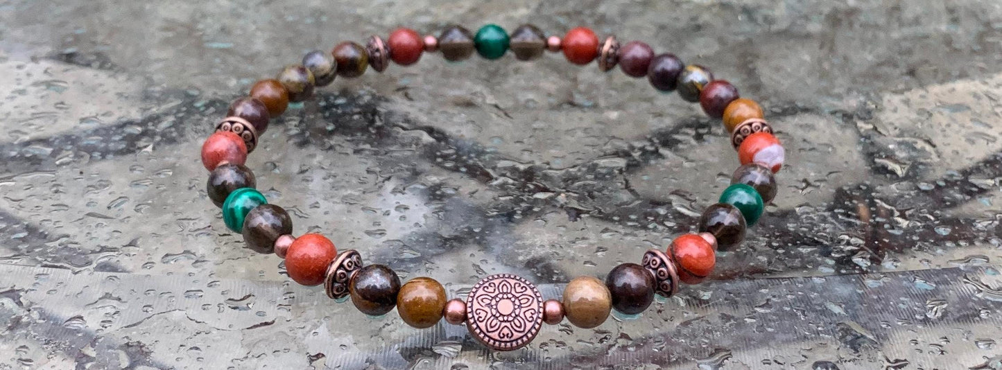 PTSD Trauma Recovery - Emotional Abuse Healing " The Strength Of Terra " Sadness - Depression - High Quality REAL Crystal Gemstone Anklet
