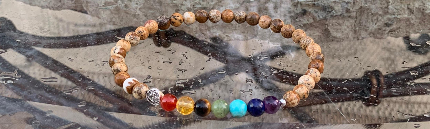 Chakra Balance Anklet - Grounding Picture Jasper - Grounded Connection to Earth - Crystal Healing - REAL Quality Gemstone Ankle Bracelet