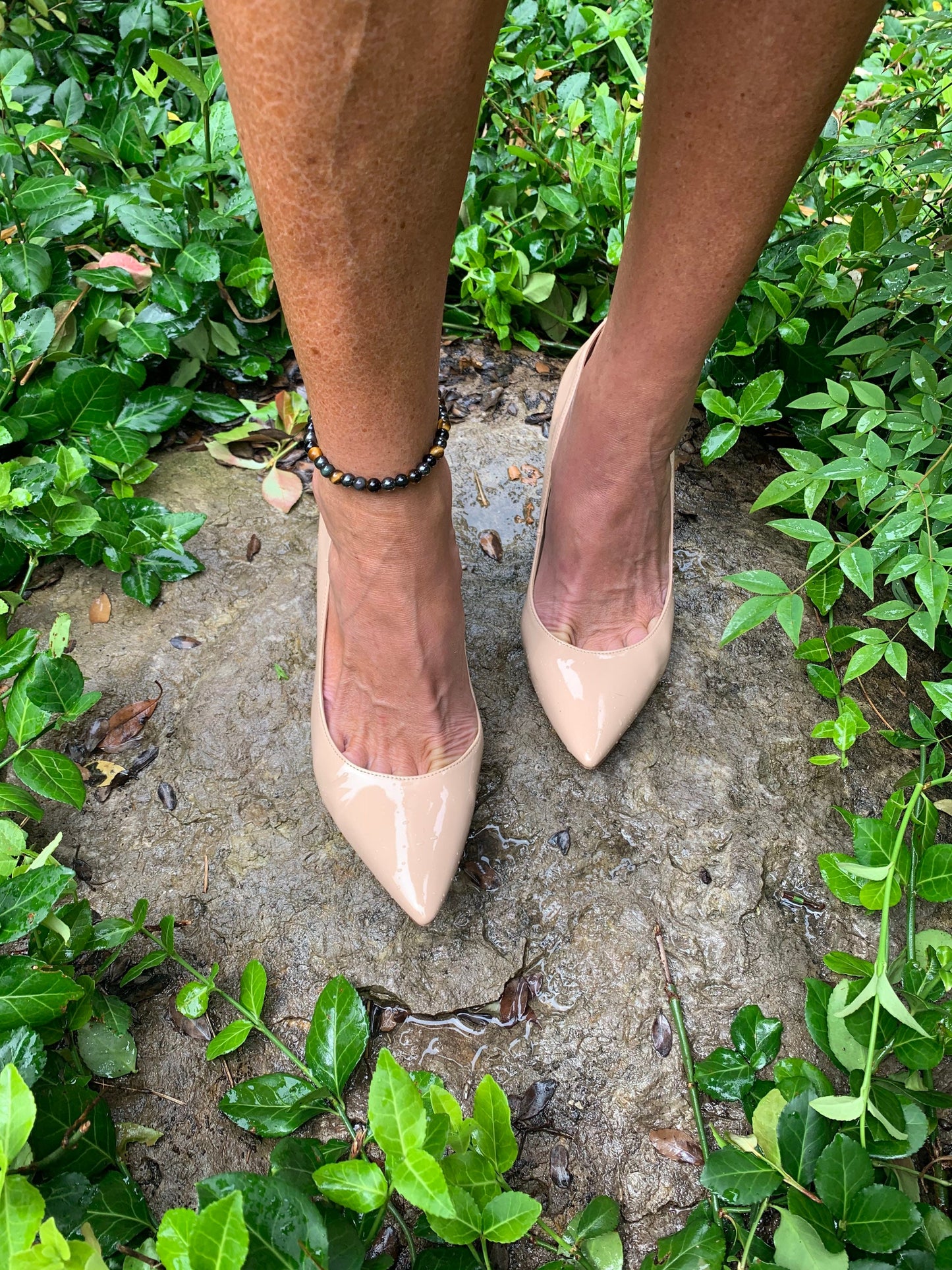 Anklet - Strength Courage Protection Shield " Triple Threat " Anxiety Support Relief Grounding AAA Gemstones Crystal Therapy Ankle Bracelet
