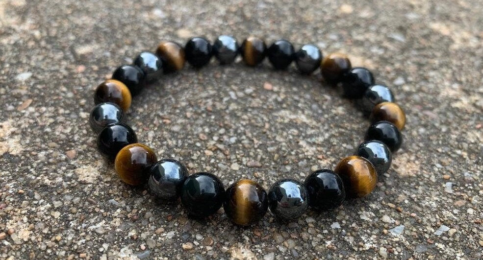 Protection Bracelet - Strength - Courage " Triple Threat " Aura Shield - Confidence - Anxiety Relief  - Crystal Healing Negativity Protector