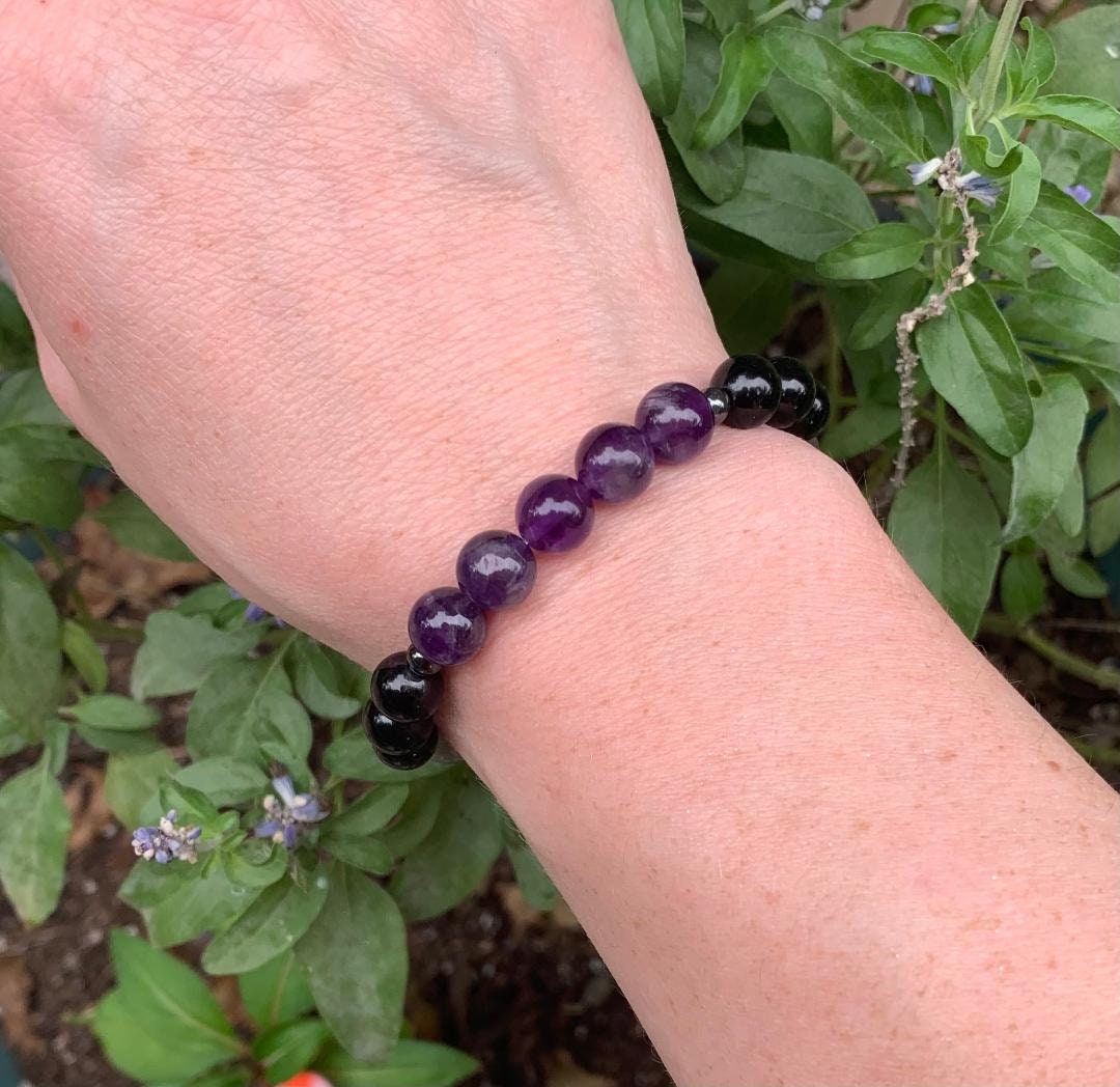 Christian Empath Protection " Shield Of Faith "  Black Tourmaline - REAL High Quality Gemstones - Crystal Healing Empathy Bracelet