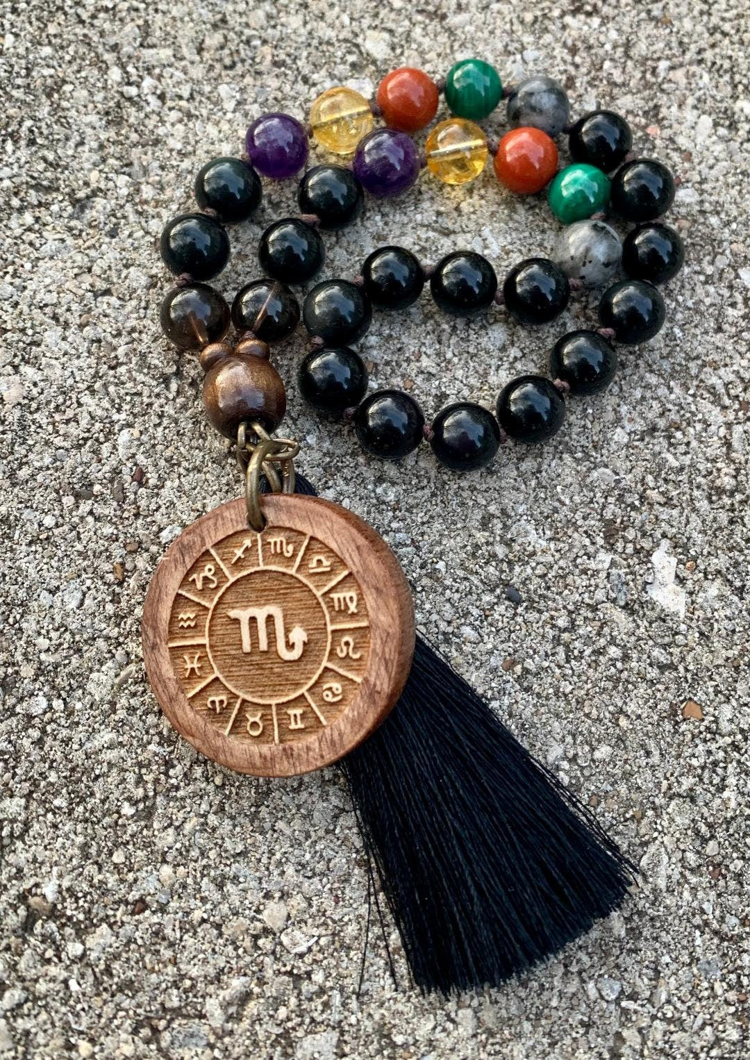 Scorpio Energy Car Charm - Zodiac Horoscope " The Protector Scorpio " October November Birthday - Crystal Rear View Mirror Mala Ornament