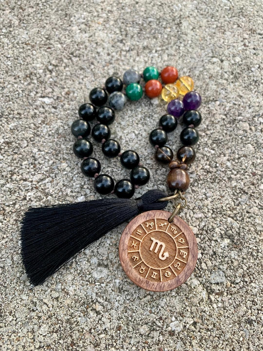 Scorpio Energy Car Charm - Zodiac Horoscope " The Protector Scorpio " October November Birthday - Crystal Rear View Mirror Mala Ornament