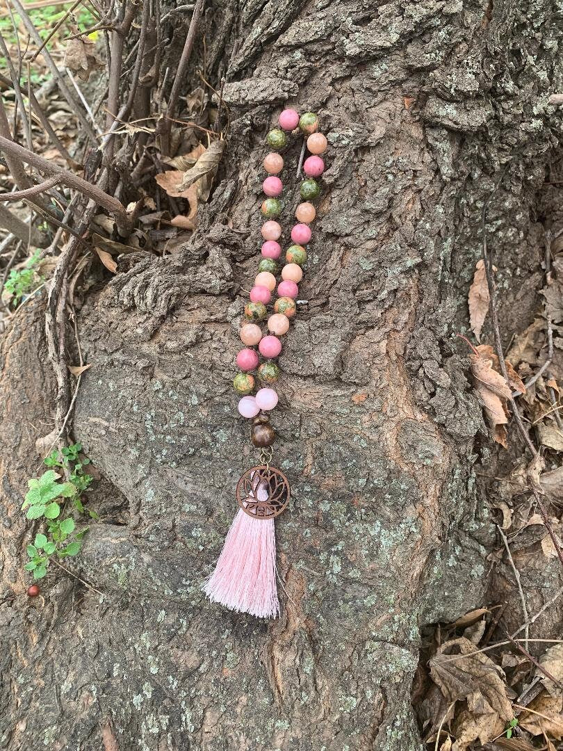 Self Love Car Charm " Love In Me " Confidence & Positive Self Image - Emotional Healing - Crystal Rear View Mirror Gemstone Mala Ornament