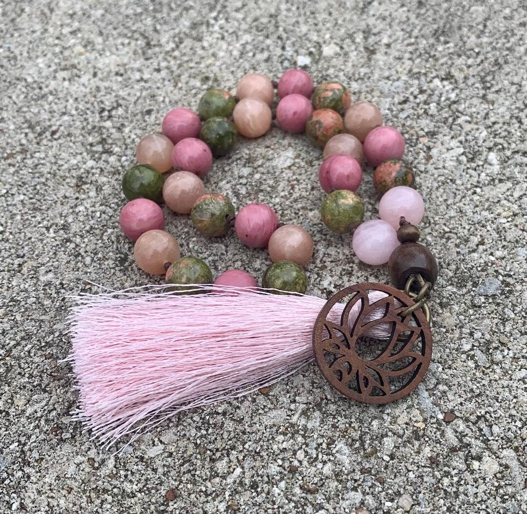 Self Love Car Charm " Love In Me " Confidence & Positive Self Image - Emotional Healing - Crystal Rear View Mirror Gemstone Mala Ornament