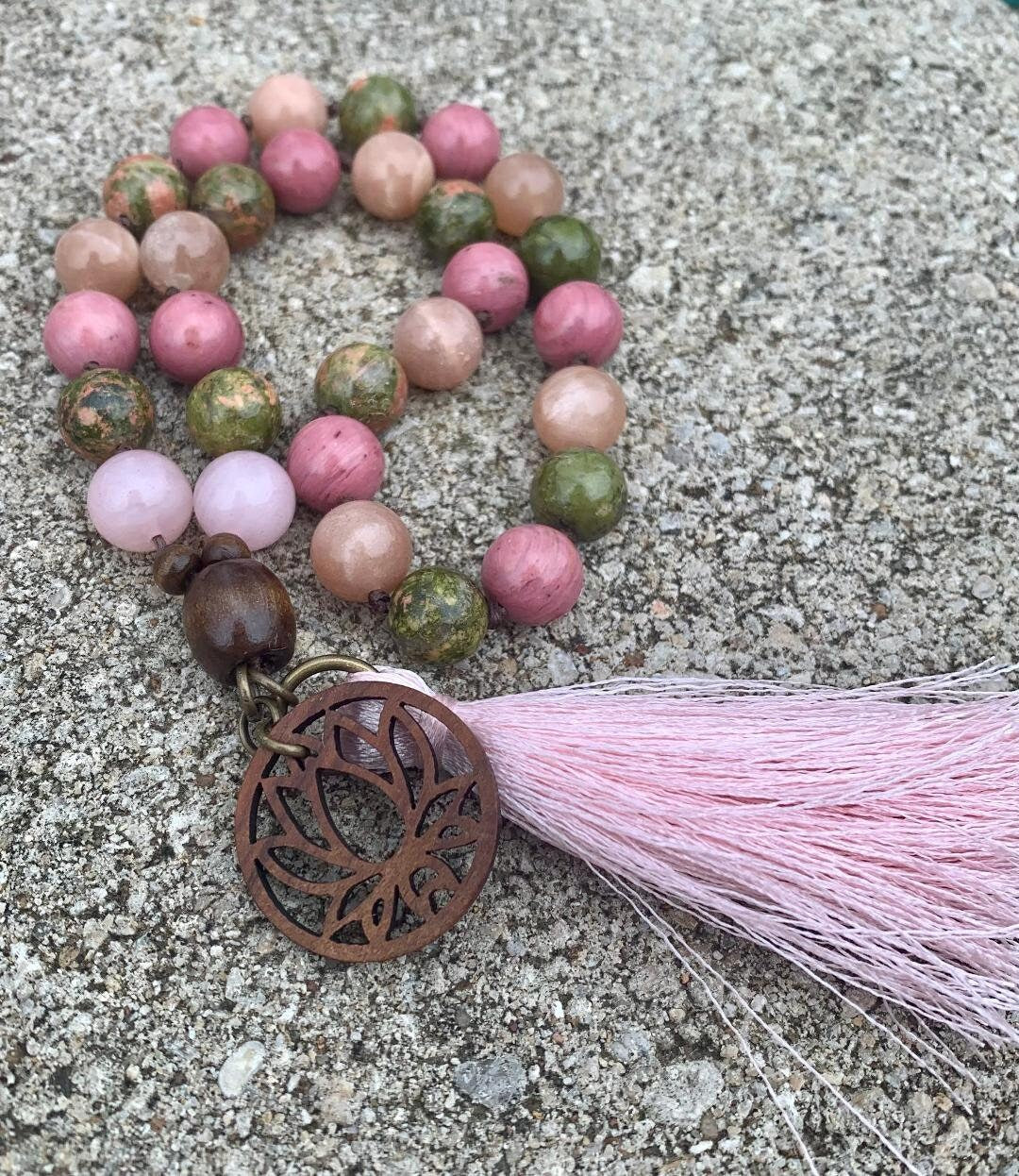 Self Love Car Charm " Love In Me " Confidence & Positive Self Image - Emotional Healing - Crystal Rear View Mirror Gemstone Mala Ornament