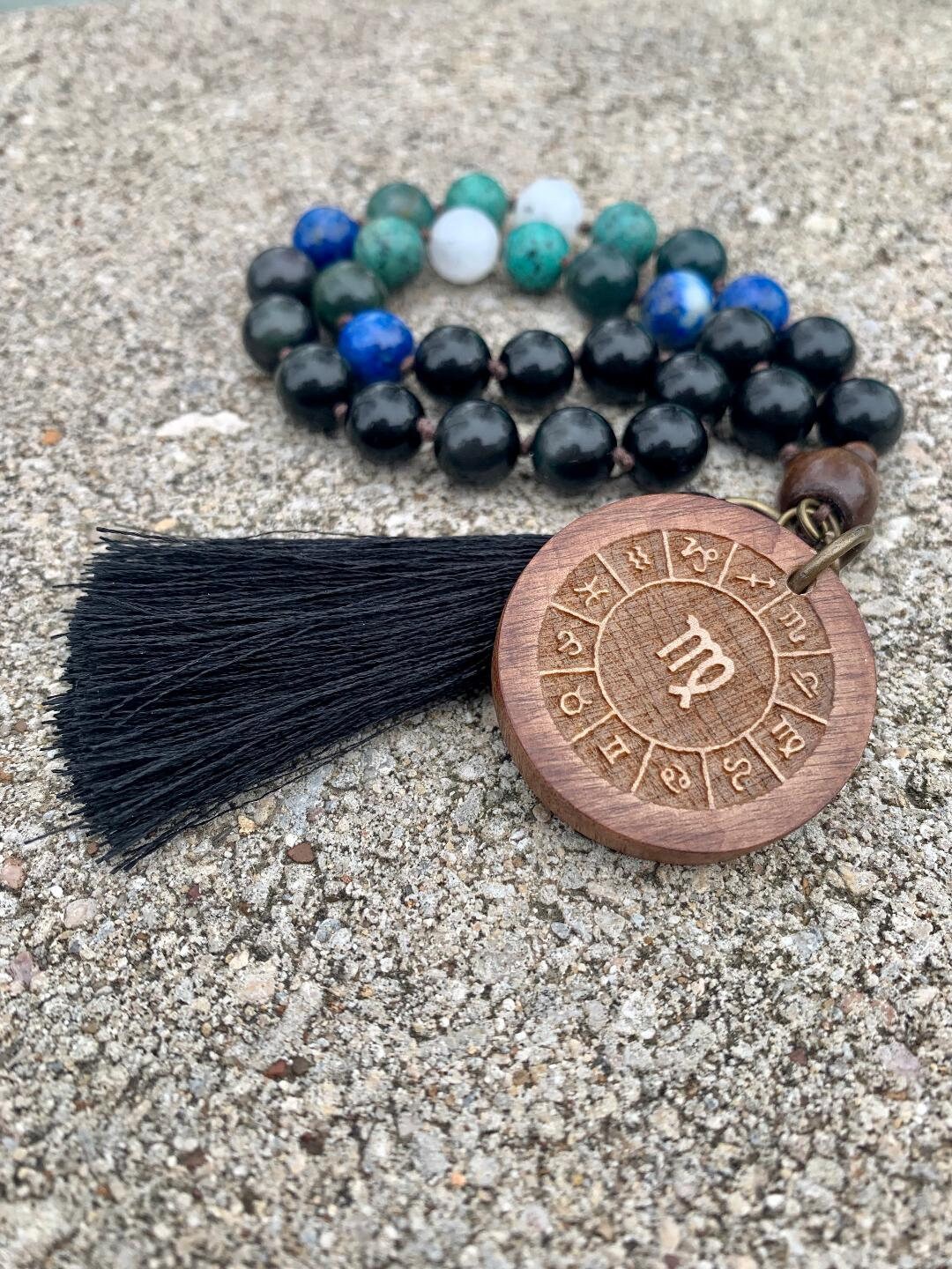 Virgo Energy Car Charm " The Humble Virgo " August & September Birthday - Crystal Healing Gemstones - Rear View Mirror Zodiac Car Ornament