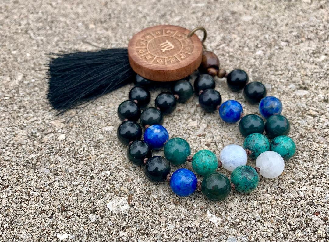 Virgo Energy Car Charm " The Humble Virgo " August & September Birthday - Crystal Healing Gemstones - Rear View Mirror Zodiac Car Ornament