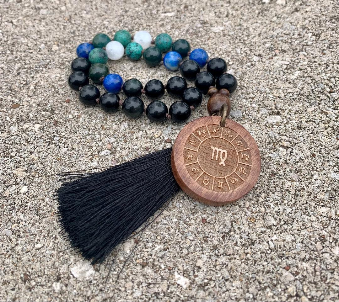 Virgo Energy Car Charm " The Humble Virgo " August & September Birthday - Crystal Healing Gemstones - Rear View Mirror Zodiac Car Ornament