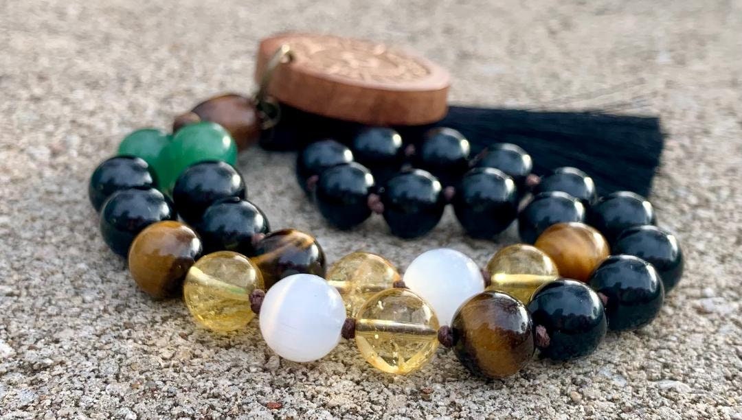 Taurus Energy Car Charm - Zodiac Horoscope " The Determined Taurus " April May Birthday - Crystal Healing Rear View Mirror Mala Ornament
