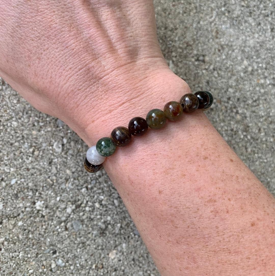 Leadership Mindset EMF Protection " The Sagacious Mind " Wisdom Patience Mental Strength Diffuser Crystal Therapy Gemstone Bracelet