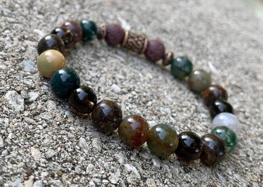 Leadership Mindset EMF Protection " The Sagacious Mind " Wisdom Patience Mental Strength Diffuser Crystal Therapy Gemstone Bracelet