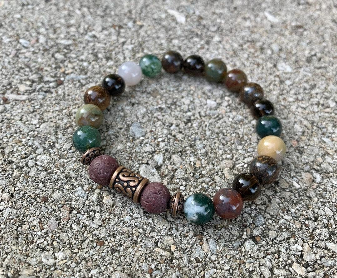 Leadership Mindset EMF Protection " The Sagacious Mind " Wisdom Patience Mental Strength Diffuser Crystal Therapy Gemstone Bracelet