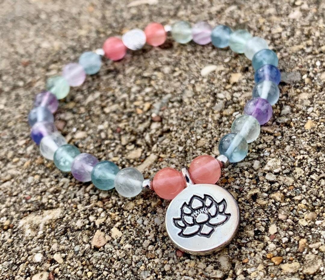 Concentration Confidence Mental Clarity  " Fluorite Focus " Student Study Mercury Retrograde Crystal Therapy Holistic Healing Bracelet