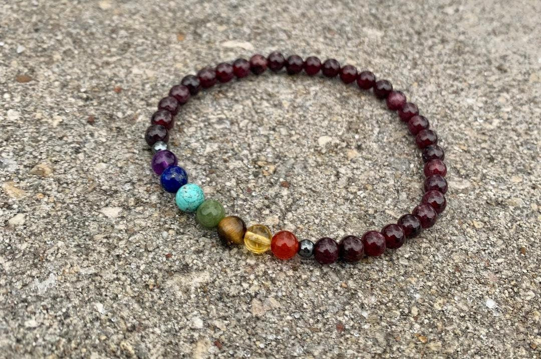Mental Health - Motivation - Creativity & Strength - Self Empowerment - Chakra Energy Anklet - Never Give up - AAA Real Garnet Gemstone