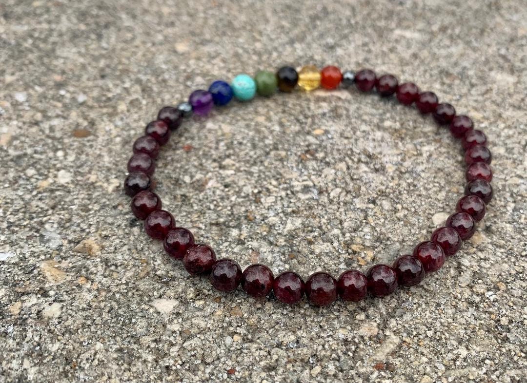 Mental Health - Motivation - Creativity & Strength - Self Empowerment - Chakra Energy Anklet - Never Give up - AAA Real Garnet Gemstone