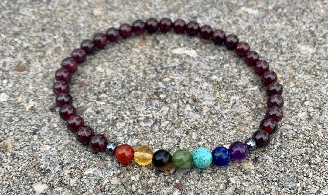 Mental Health - Motivation - Creativity & Strength - Self Empowerment - Chakra Energy Anklet - Never Give up - AAA Real Garnet Gemstone