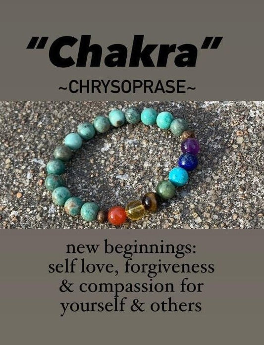 Self love - Emotional Healing - Anxiety Support - New Beginnings - Chakra Balance - AAA High Grade Chrysoprase - Gemstone Crystal Bracelet