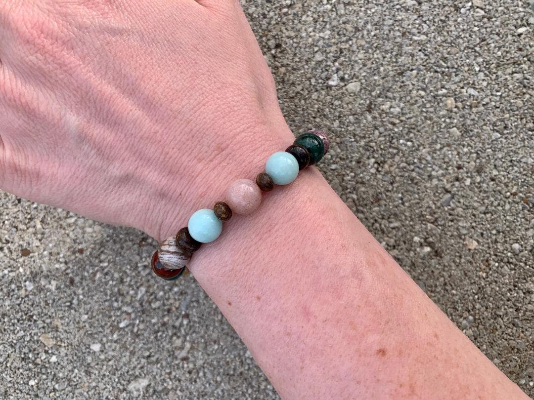 10MM Self love & Confidence - Transformation " The Promise " Positivity - Spiritual Growth - Moonstone - Amazonite - AAA Gemstone Bracelet