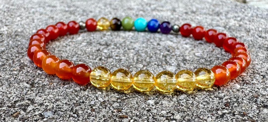 Creativity Anklet - Inspiration - Chakra Balance - Protection and Strength - Red Orange Carnelian - Pyrite - Real Crystal Healing Gemstones