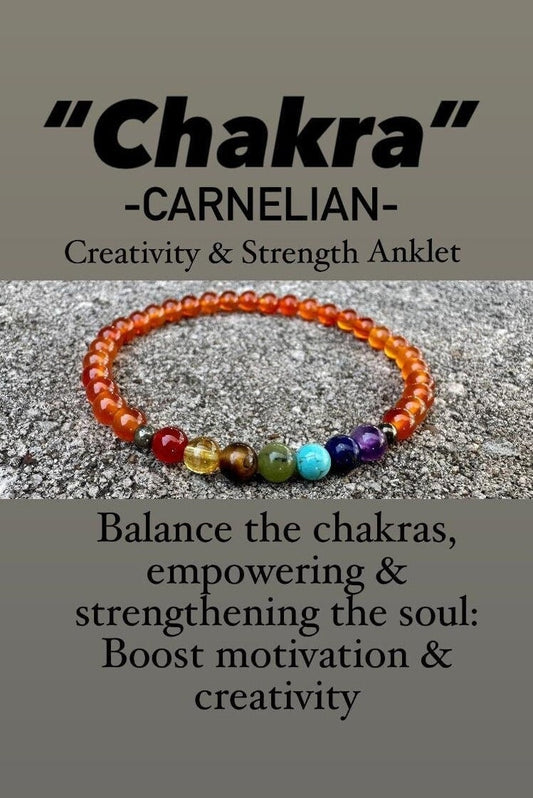 Creativity & Self Empowerment Anklet - Chakra Balance - Strength and Courage - Orange Carnelian - Pyrite - Real Crystal Healing Gemstones