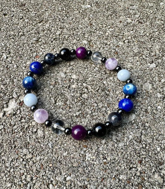 8mm Intuition - Gifted Abilities -Imperfect stones - Iolite - Kyanite - Tourmaline - Lapis - DISCOUNTED Crystal Healing Bracelet