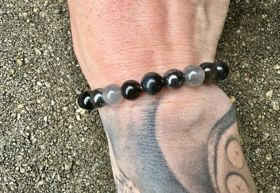 8mm Self Empowerment - IMPERFECT STONES - Strength - Blue Tigers Eye - Labradorite - Obsidian DISCOUNTED Crystal Healing Gemstone Bracelet