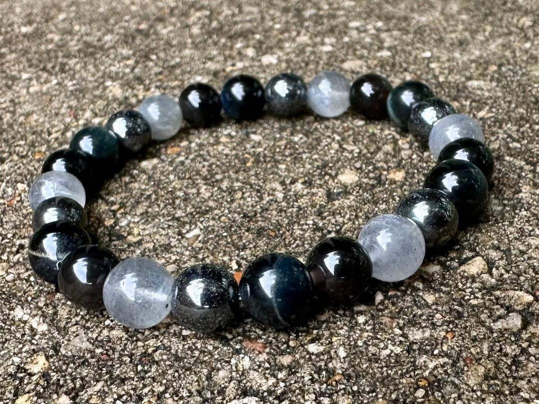 8mm Self Empowerment - IMPERFECT STONES - Strength - Blue Tigers Eye - Labradorite - Obsidian DISCOUNTED Crystal Healing Gemstone Bracelet
