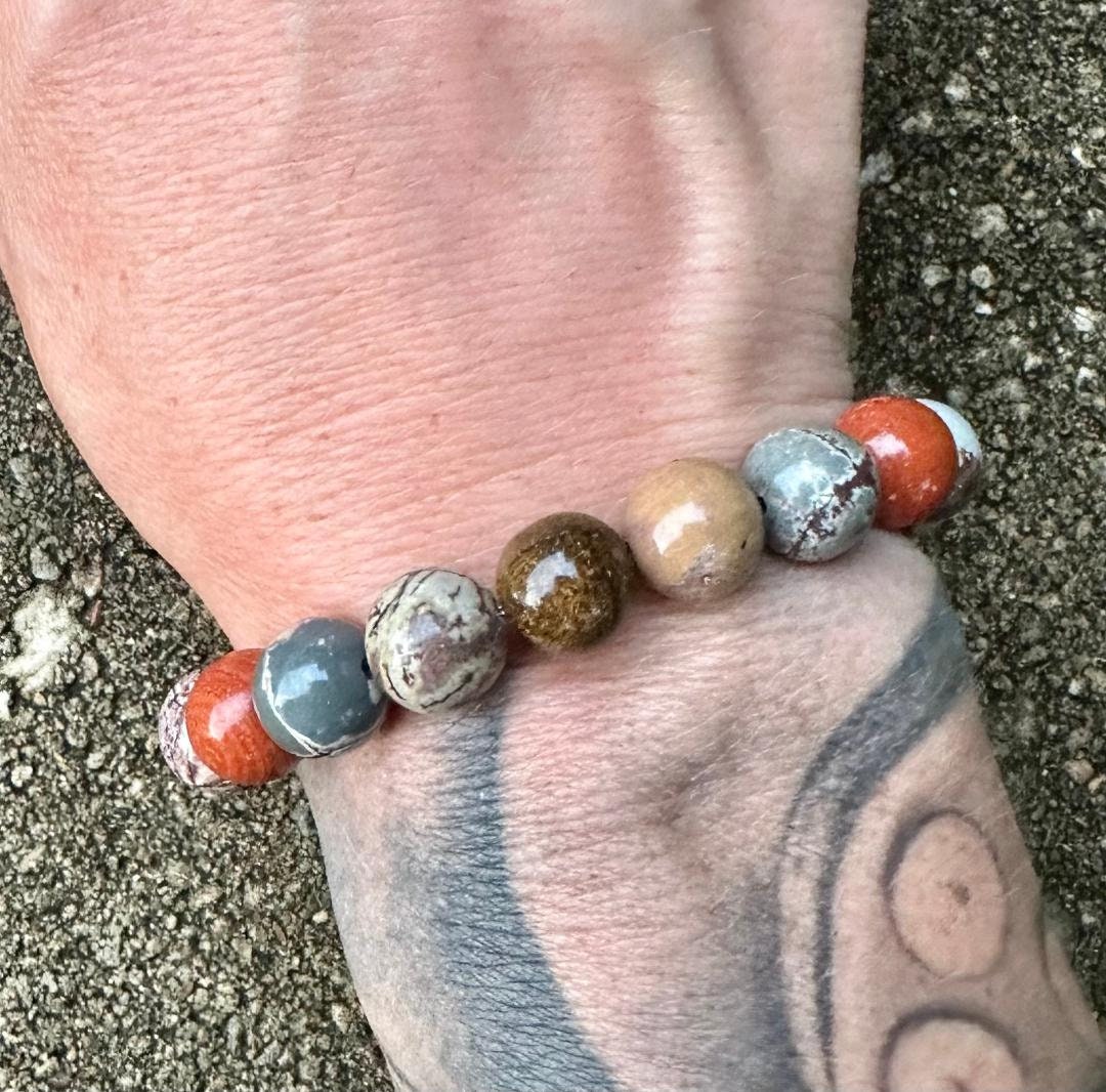 10MM Grounding Bracelet - IMPERFECT STONES " The Earthbind Totem " Protection - Grounded Energy - DISCOUNTED - Real Gemstone Bracelet