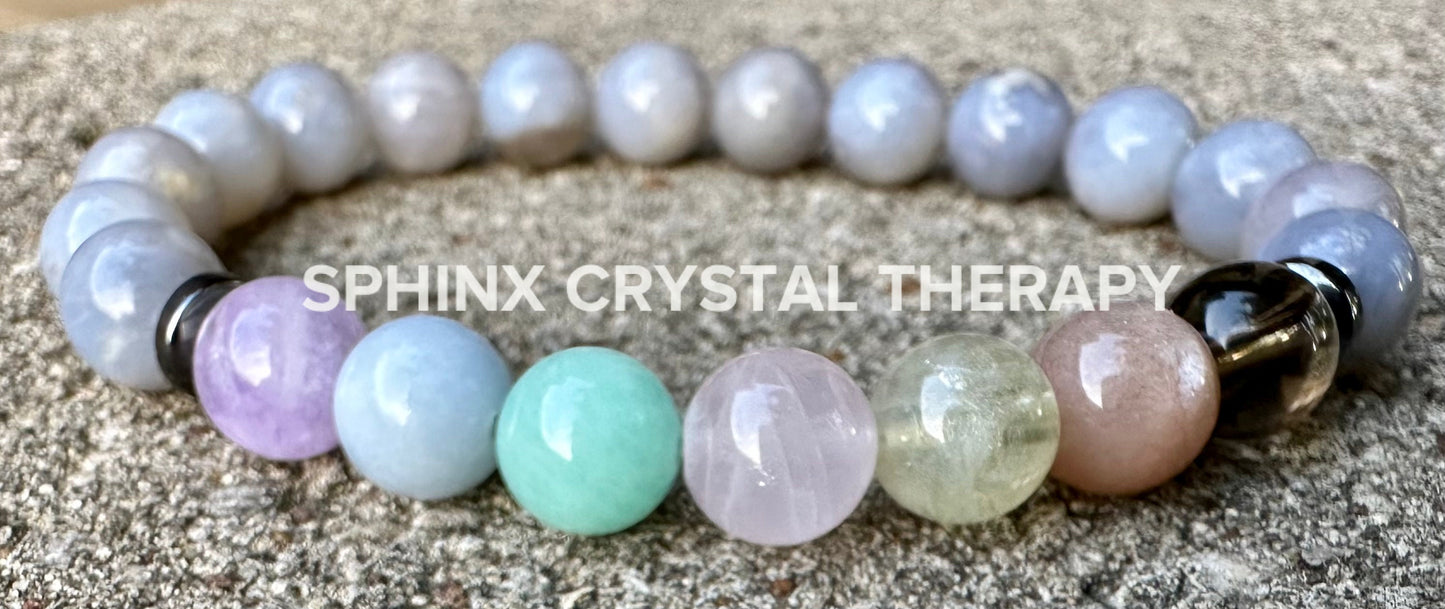 8mm RARE AAA Blue Rose Quartz - Self love & Emotional Healing - PASTEL Chakra Stones - Stress Anxiety Depression Support - Crystal Bracelet