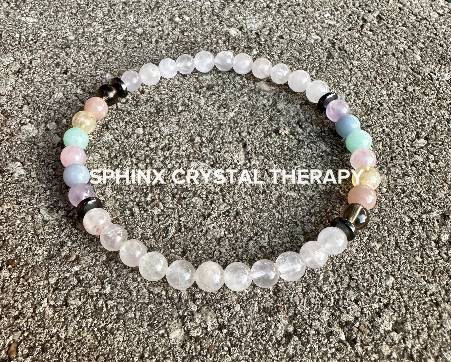 Protection & Intuition Anklet - RARE AAA White Amethyst - PASTEL Chakra Stones - High Vibration Stones - Crystal Healing Gemstone