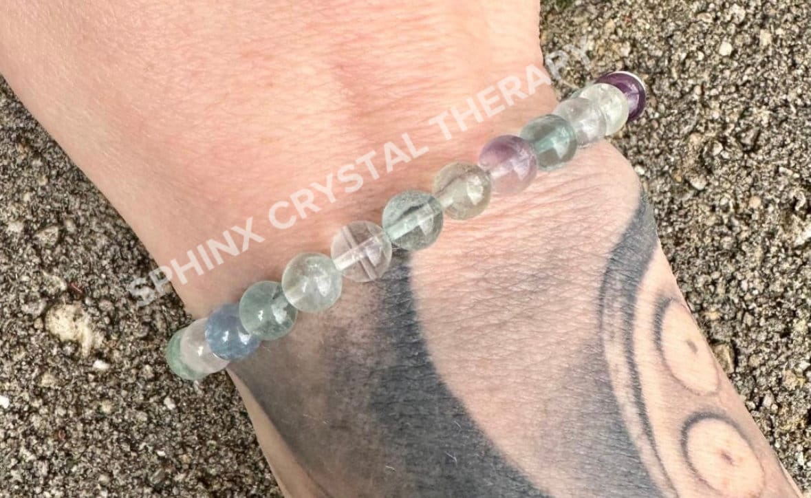 Concentration Confidence Intuition " Fluorite Focus " Mental Clarity Mercury Retrograde Crystal Healing Balance Bracelet