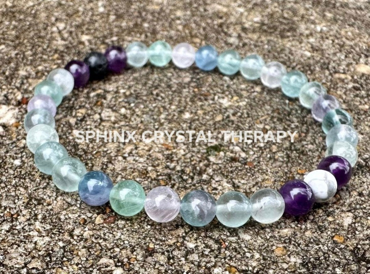 Concentration Confidence Intuition " Fluorite Focus " Mental Clarity Mercury Retrograde Crystal Healing Balance Bracelet