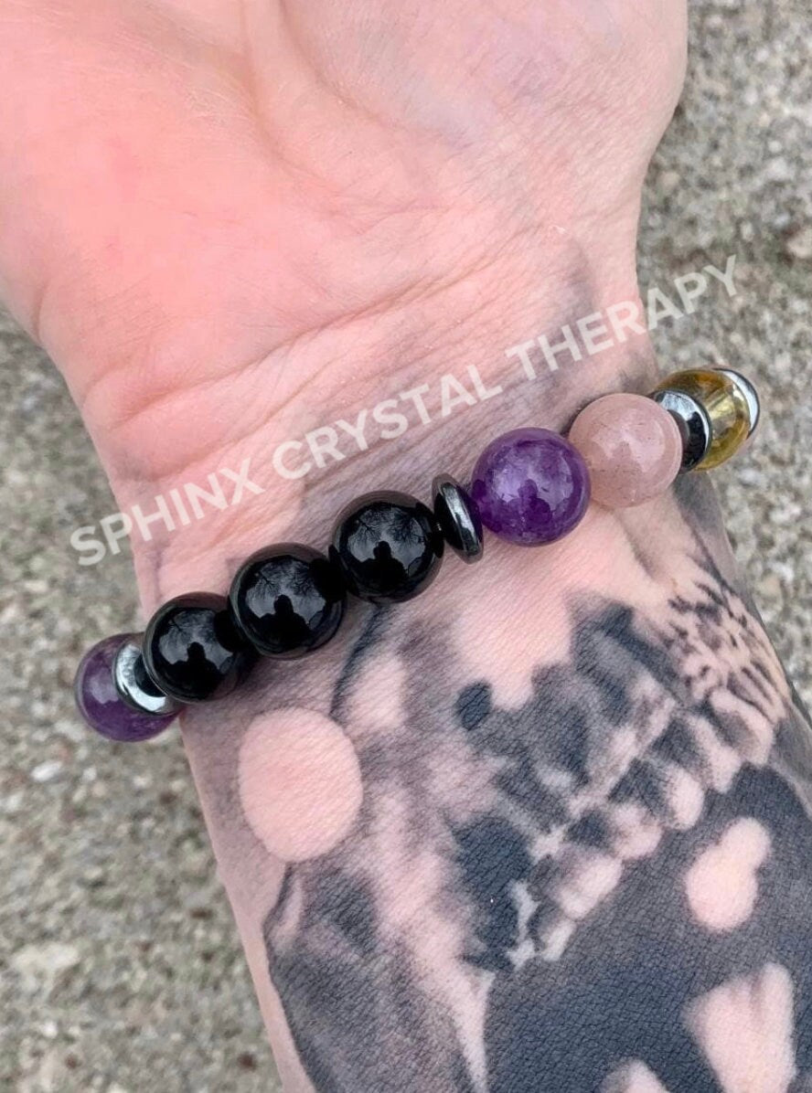 10MM Cancer Sign Energy - Zodiac Horoscope " The Intuitive Cancer " June July Birthday - Real Quality Gemstones - Crystal Astrology Bracelet