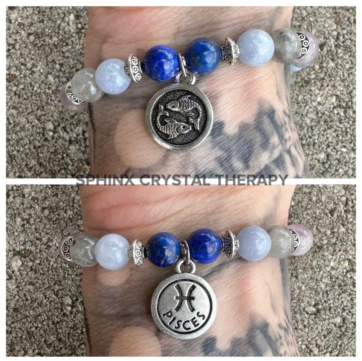 Pisces Energy - Zodiac Horoscope "The Compassionate Pisces" February March Birthday - Quality Gemstones - Crystal Healing Astrology Bracelet