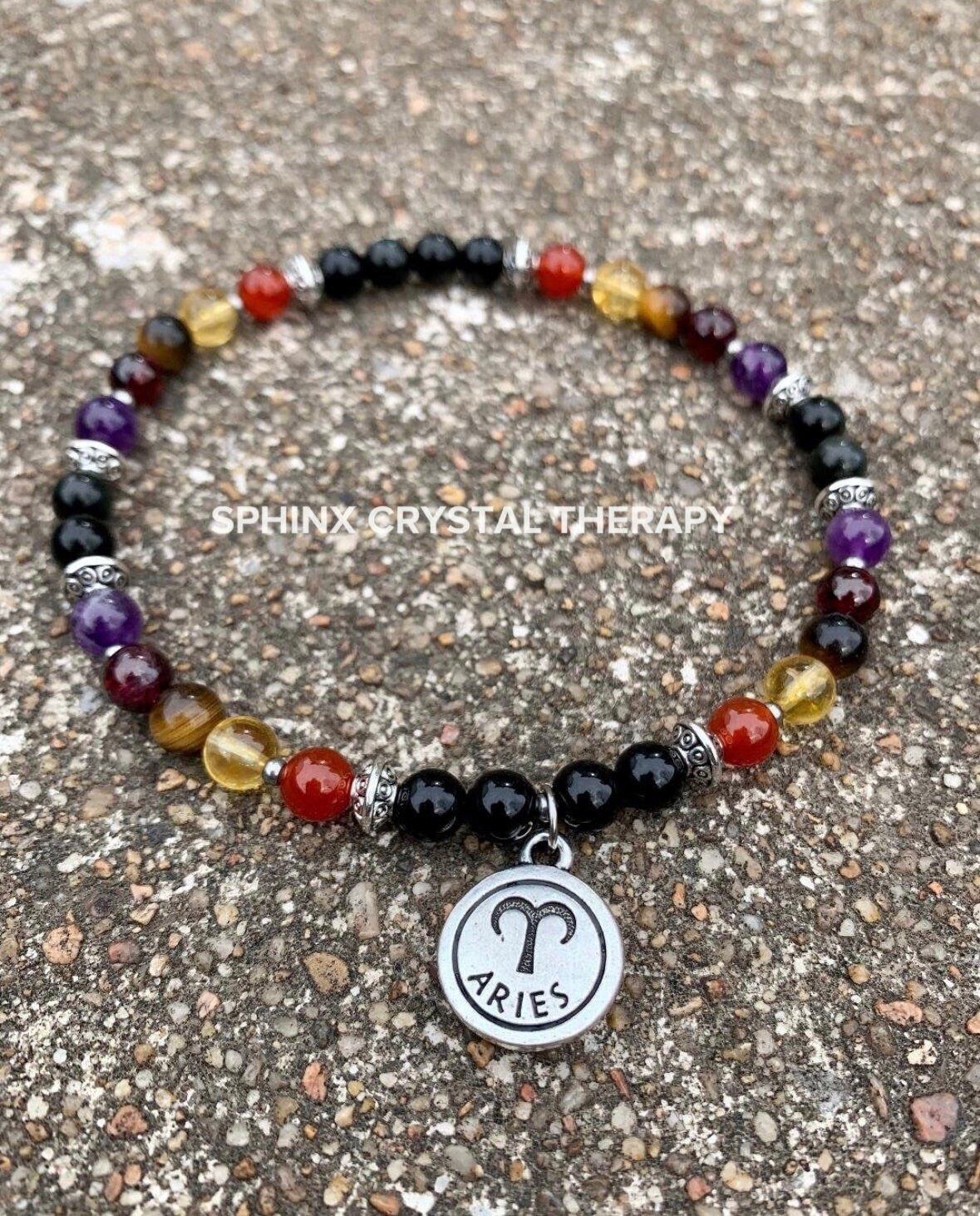 Aries Energy Anklet - Zodiac Horoscope " The Passionate Aries " March April Birthday - REAL Quality AAA Gemstones - Crystal Healing Bracelet