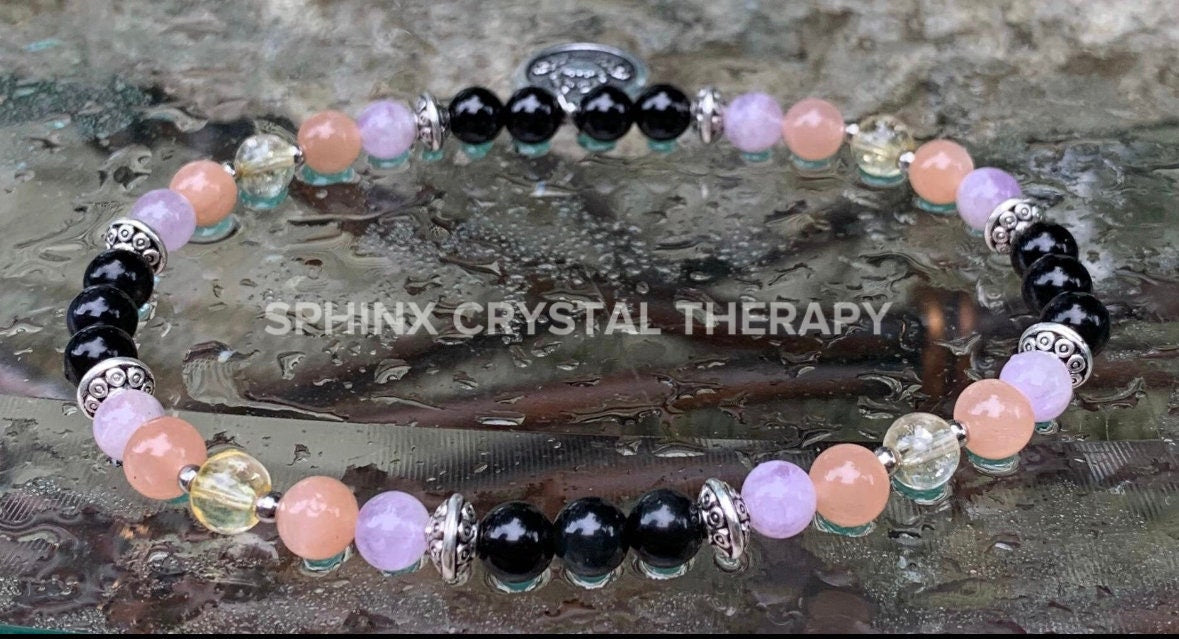 Cancer Sign Energy - Zodiac Horoscope " The Intuitive Cancer " June July Birthday - Real Quality Gemstones - Crystal Healing Anklet