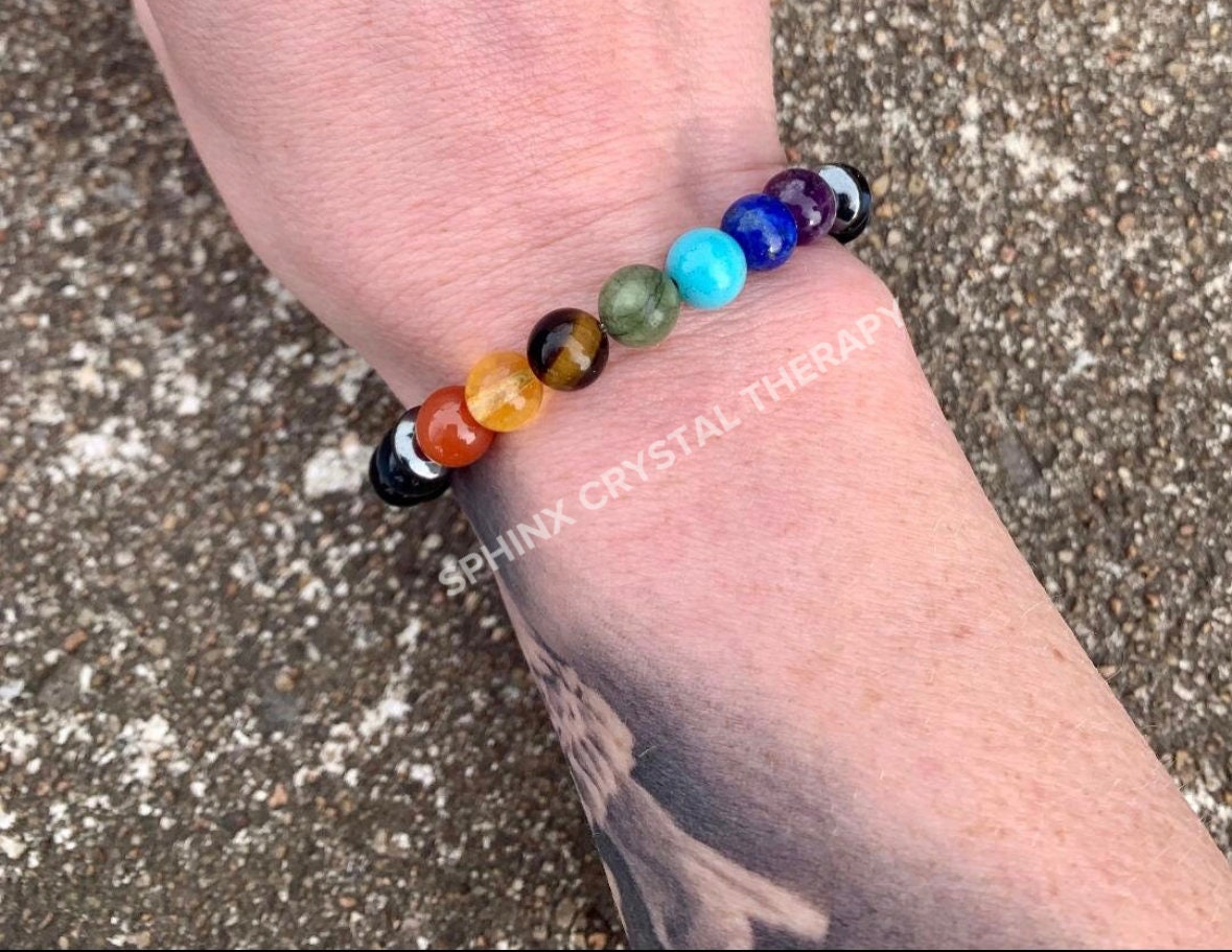 Protection - Intuition - Strength & Confidence - Chakra Balance - Mental Stability AAA Hawks Eye Gemstones - Blue Tigers Eye Stone Bracelet